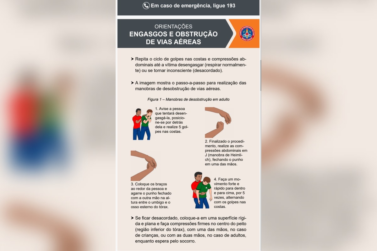 Engasgo: bombeiros mostram manobra para tentar se salvar sozinho