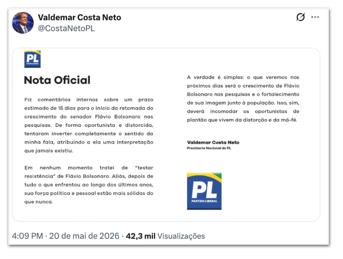 Valdemar nega prazo de 15 dias para Flávio crescer nas pesquisas