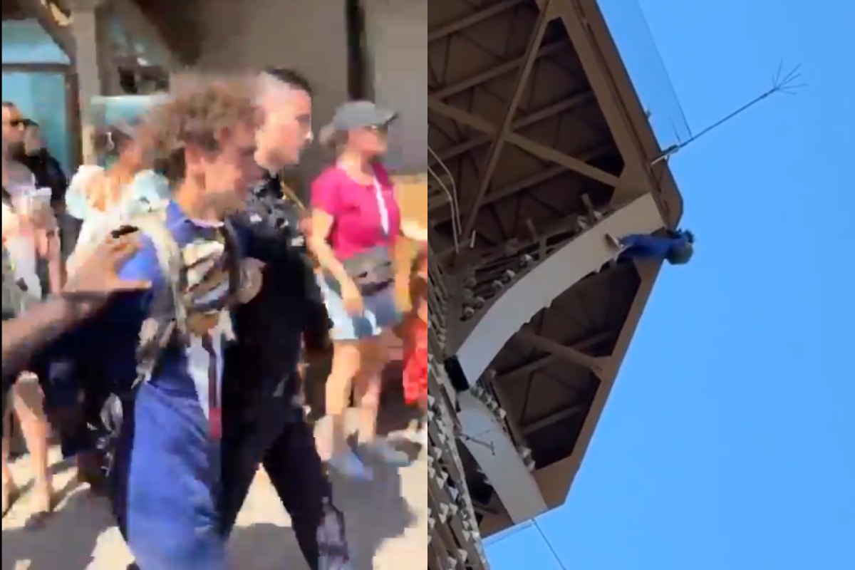 Homem é preso após escalar Torre Eiffel e hastear bandeira dos EUA