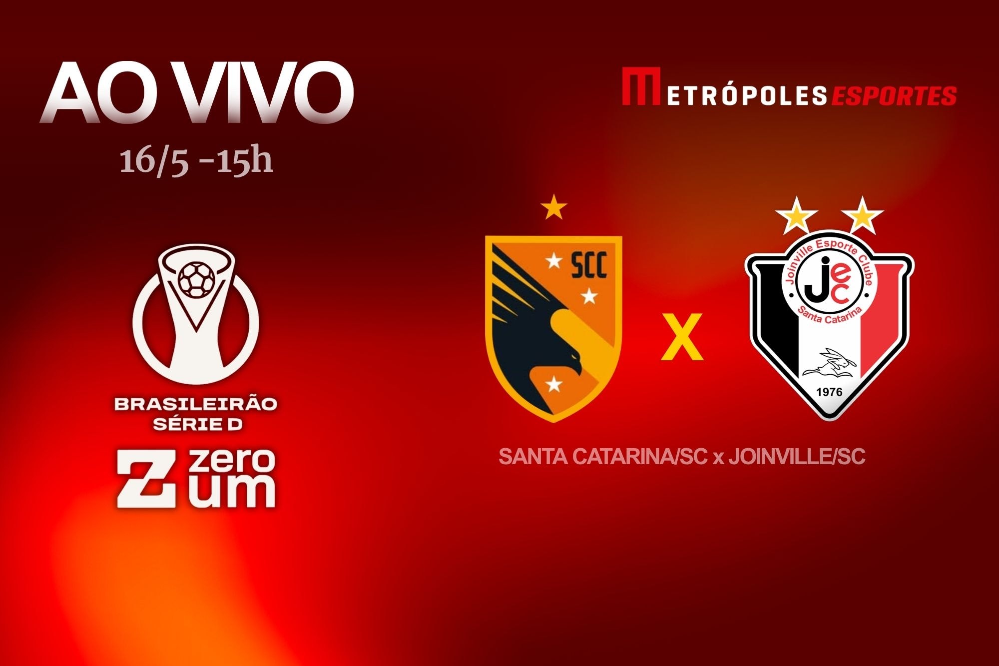 Série D ZeroUm: Metrópoles transmite Santa Catarina-SC x Joinville-SC