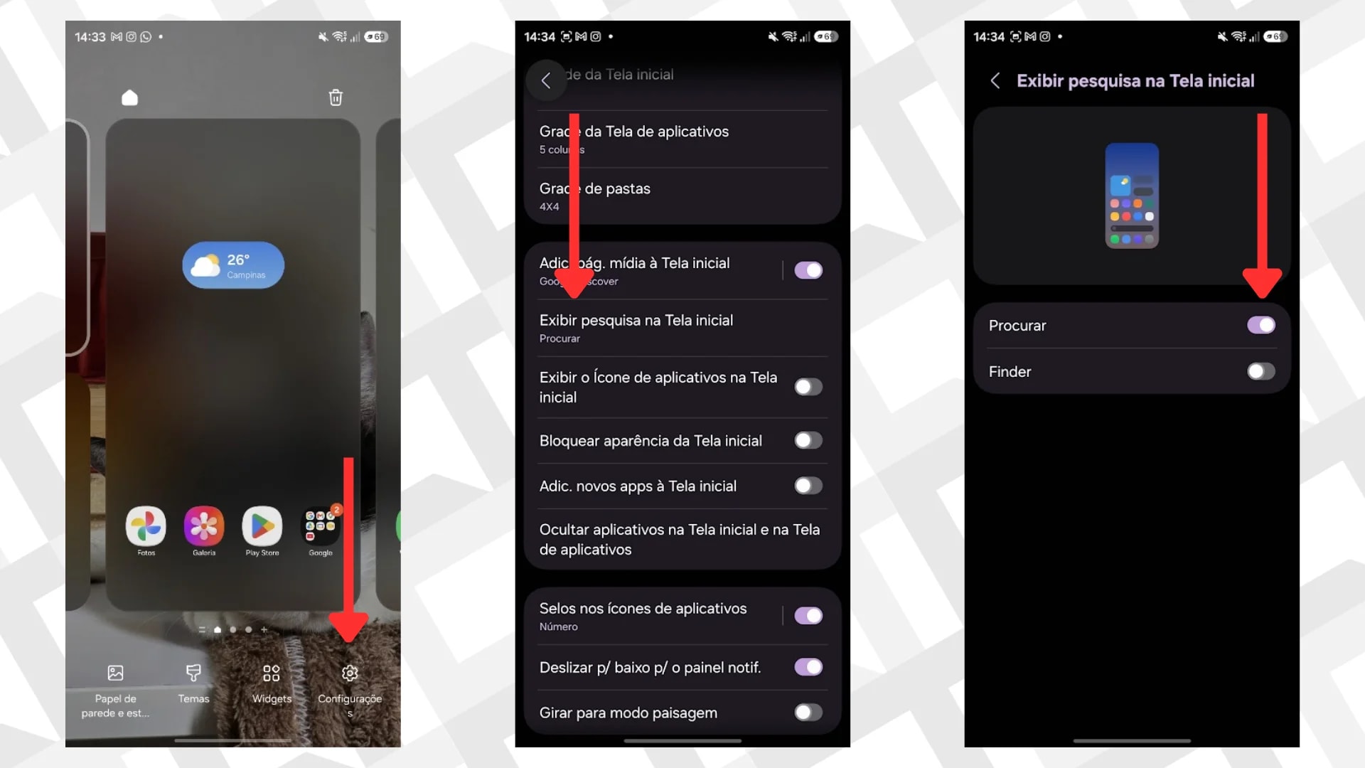 Como tirar a barra do Google da tela inicial na One UI 9