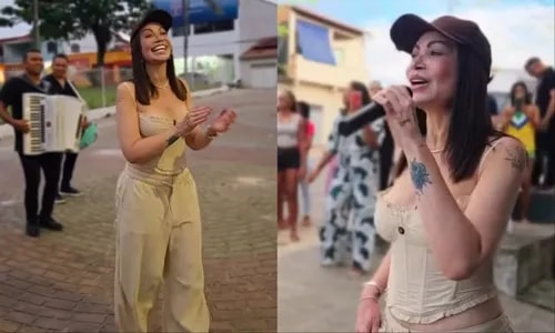 Solange Almeida surpreende conterrâneos e canta em rua da Bahia; VÍDEO