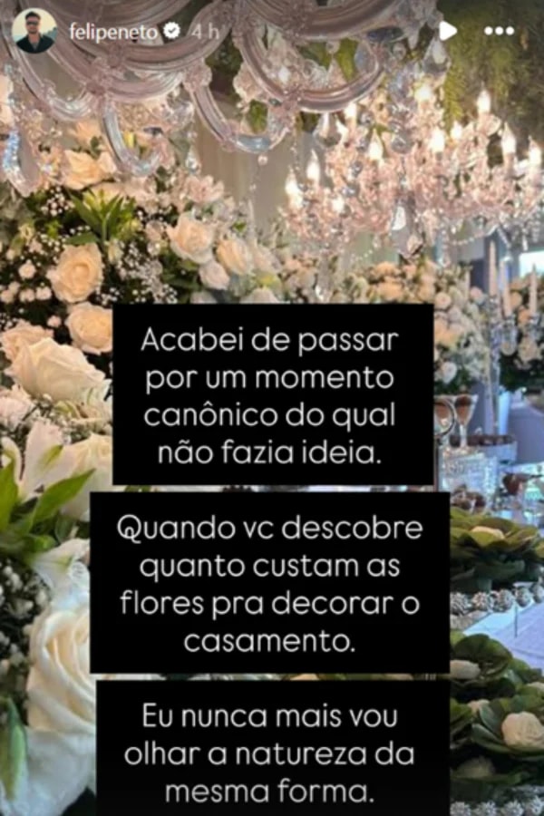 Felipe Neto se choca ao descobrir preço de flores para seu casamento