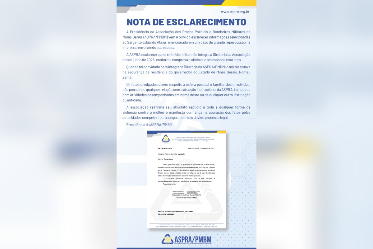 Sargento preso por morte de capitã já atuou na segurança de Zema