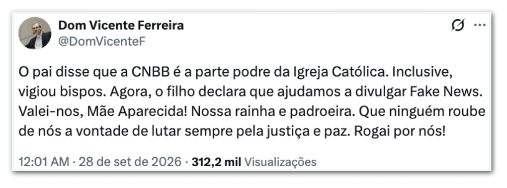 Bispo rebate Flávio Bolsonaro após críticas à CNBB