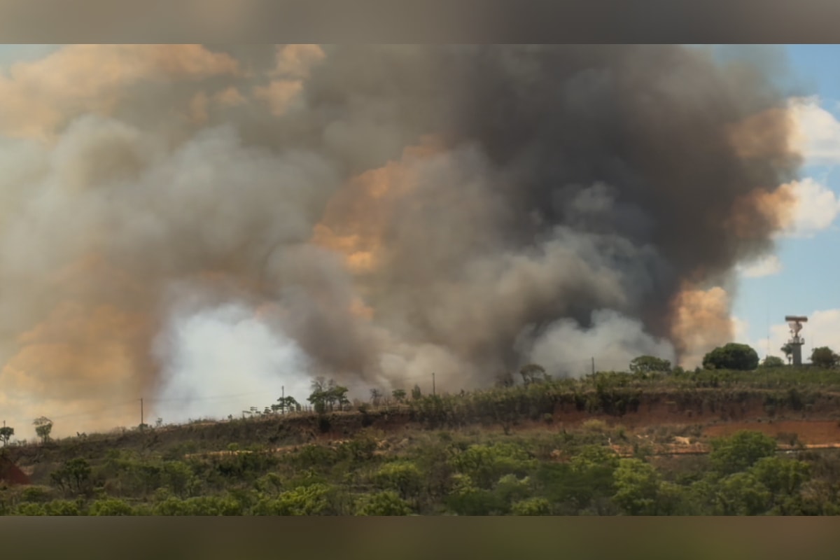 Em meio à onda de calor, incêndio de grandes proporções atinge a Grande BH
