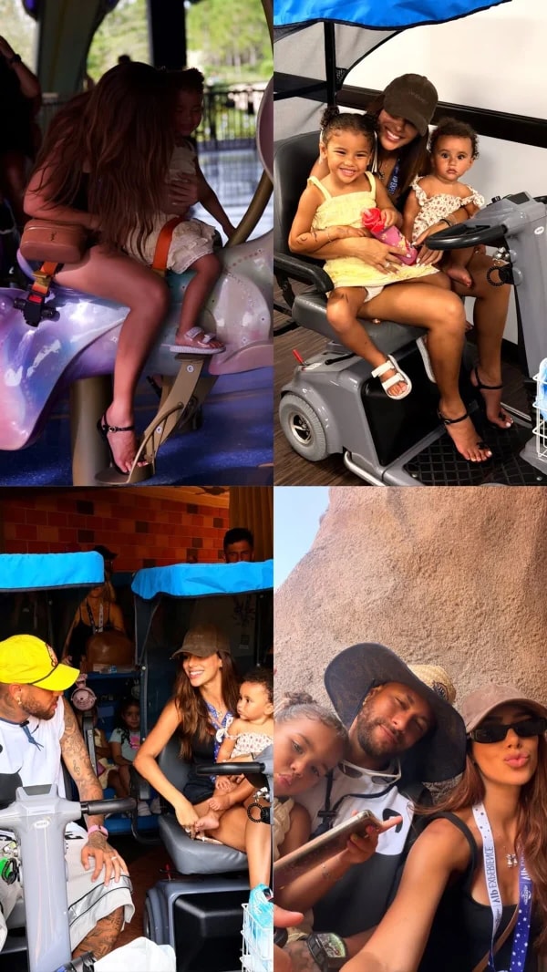 Grávida, Bruna Biancardi curte a Disney ao lado de Neymar e das filhas