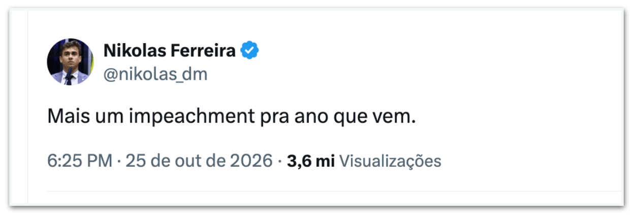 Nikolas não reconhece vitória de Lula e fala em impeachment de Zanin