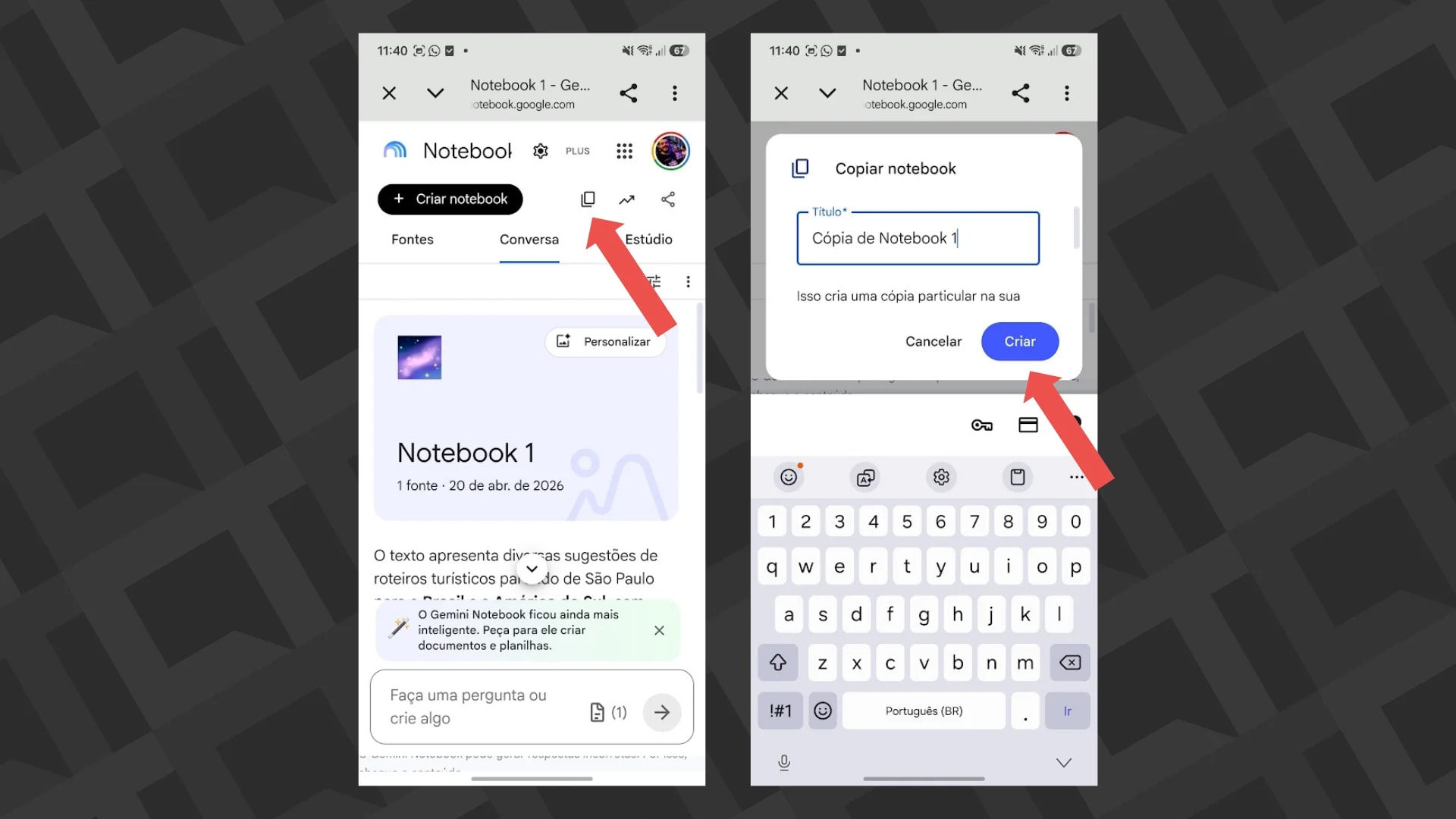 Gemini Notebook libera cópia de cadernos inteiros com um único clique