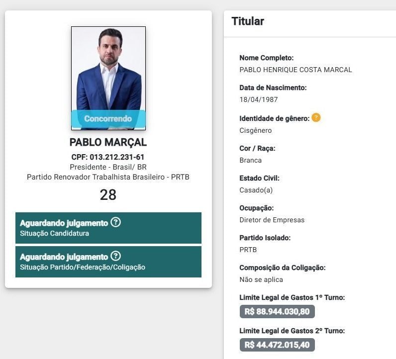 Pablo Marçal registra candidatura a presidente apesar de inelegibilidade