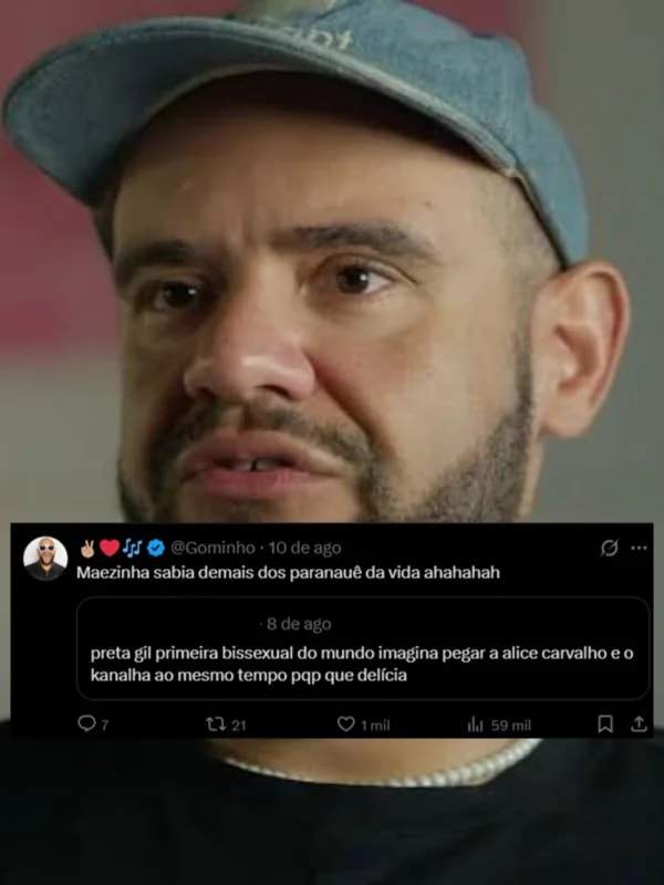 Gominho comenta romance duplo de Preta Gil: “Mãezinha sabia demais”