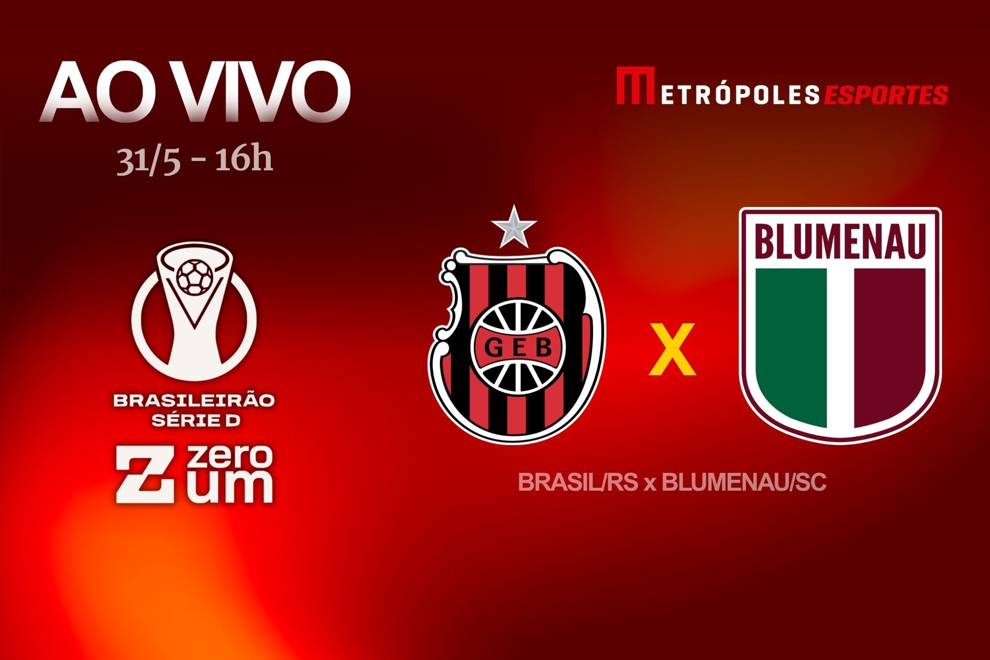 Série D ZeroUm: Metrópoles transmite Brasil-RS x Blumenau-SC ao vivo