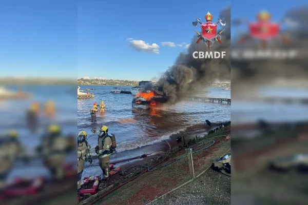 Marinha investigará causas de incêndio em lancha no Lago Paranoá