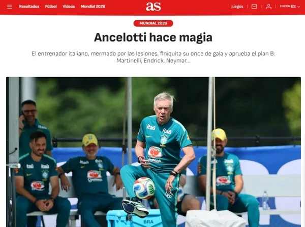 "Ancelotti faz magia", jornal afirma que Brasil causa entusiasmo