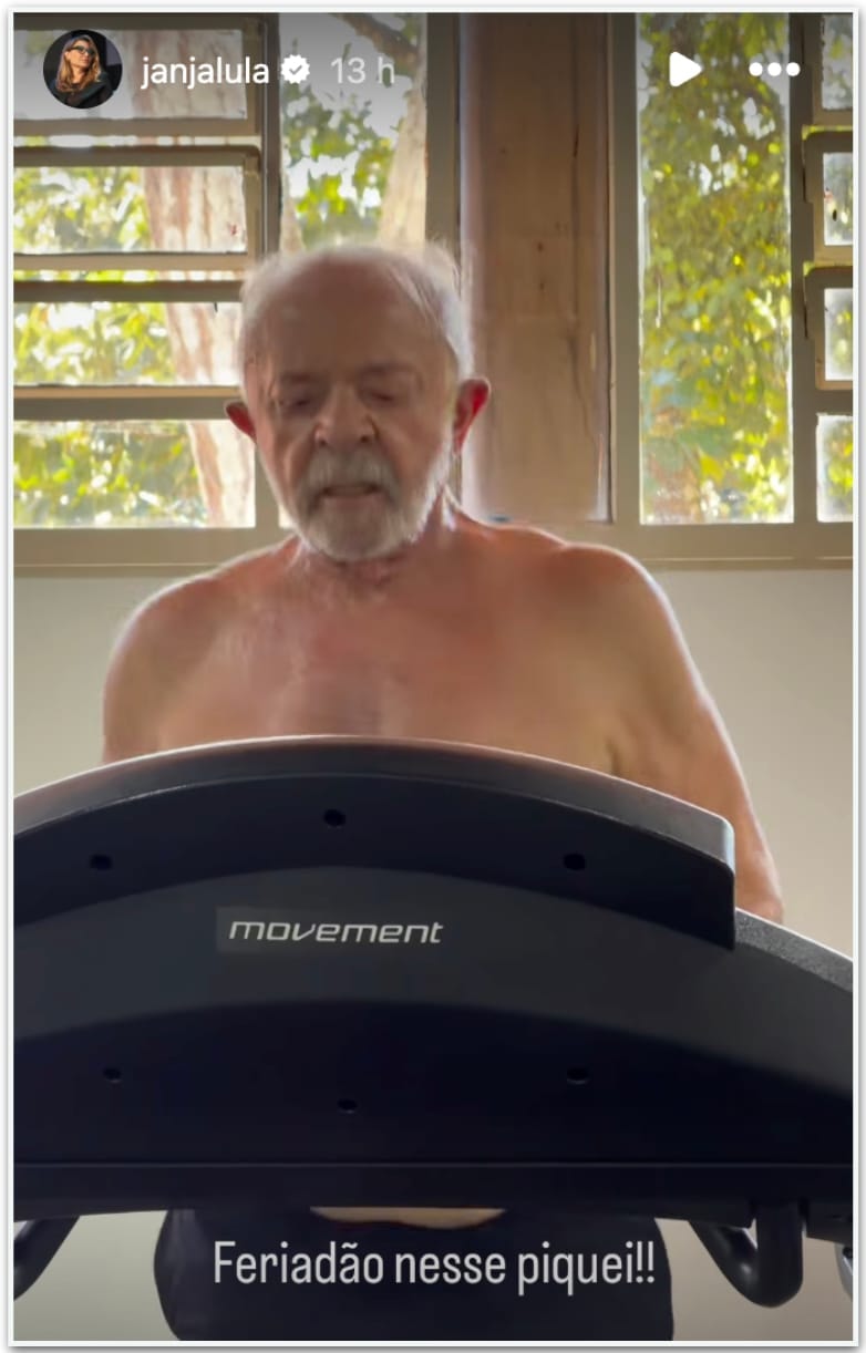 Janja mostra Lula fazendo exercício: “Feriadão nesse pique”
