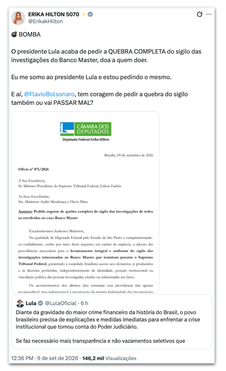 Políticos cobram fim do sigilo de caso Banco Master e INSS