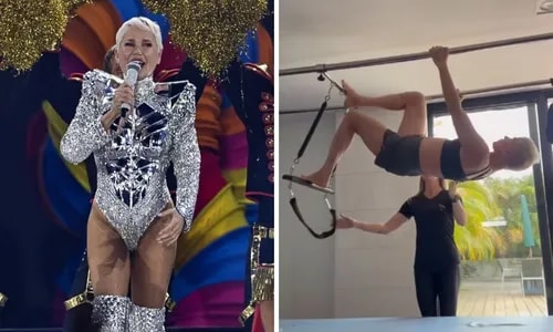 Xuxa ironiza em treino para show após polêmica: 'Virilha ok'
