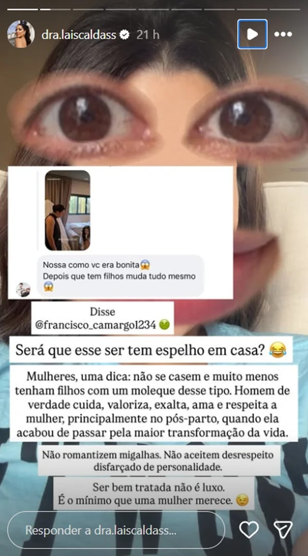 Ex-BBB Laís Caldas se irrita ao ser chamada de “feia”: “Espelho em casa?”