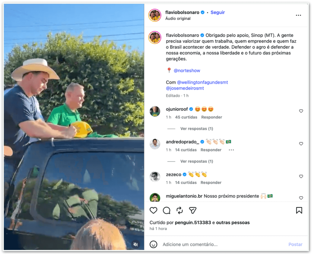 Flávio diz que espera ser “candidato do agro” como seu pai