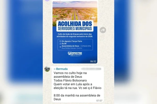 Prefeito ameaça demitir servidores que não votarem em Flávio Bolsonaro