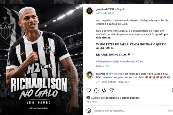 Savinho revela desejo de Richarlison por transferência ao Vasco