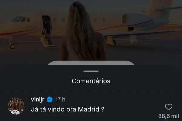Vini Jr. reage ao ver Virginia Fonseca entrando em jatinho: "Vindo?"