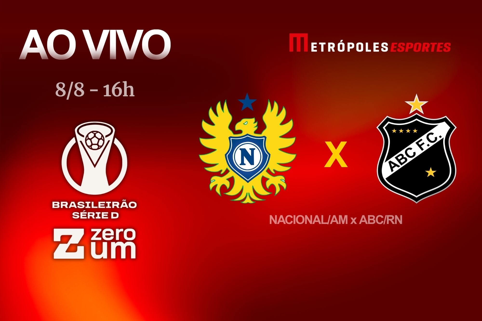 Série D ZeroUm: Metrópoles transmite Nacional-AM x ABC-RN ao vivo