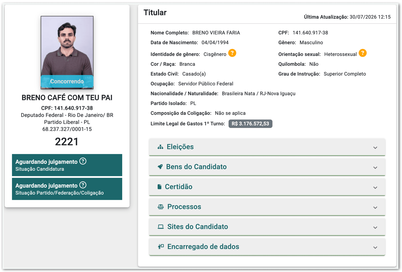 Dono do “Café com Teu Pai” registra candidatura a deputado no RJ