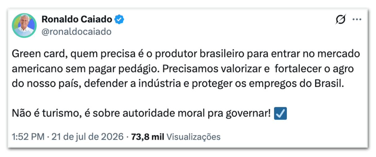 Eduardo Bolsonaro rebate Caiado e direita fica mais rachada