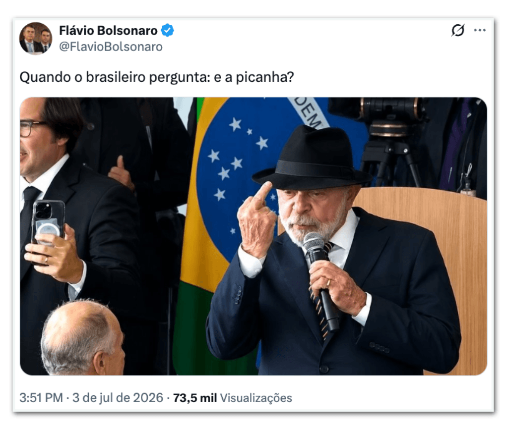 Oposição critica Lula por mostrar dedo do meio em discurso
